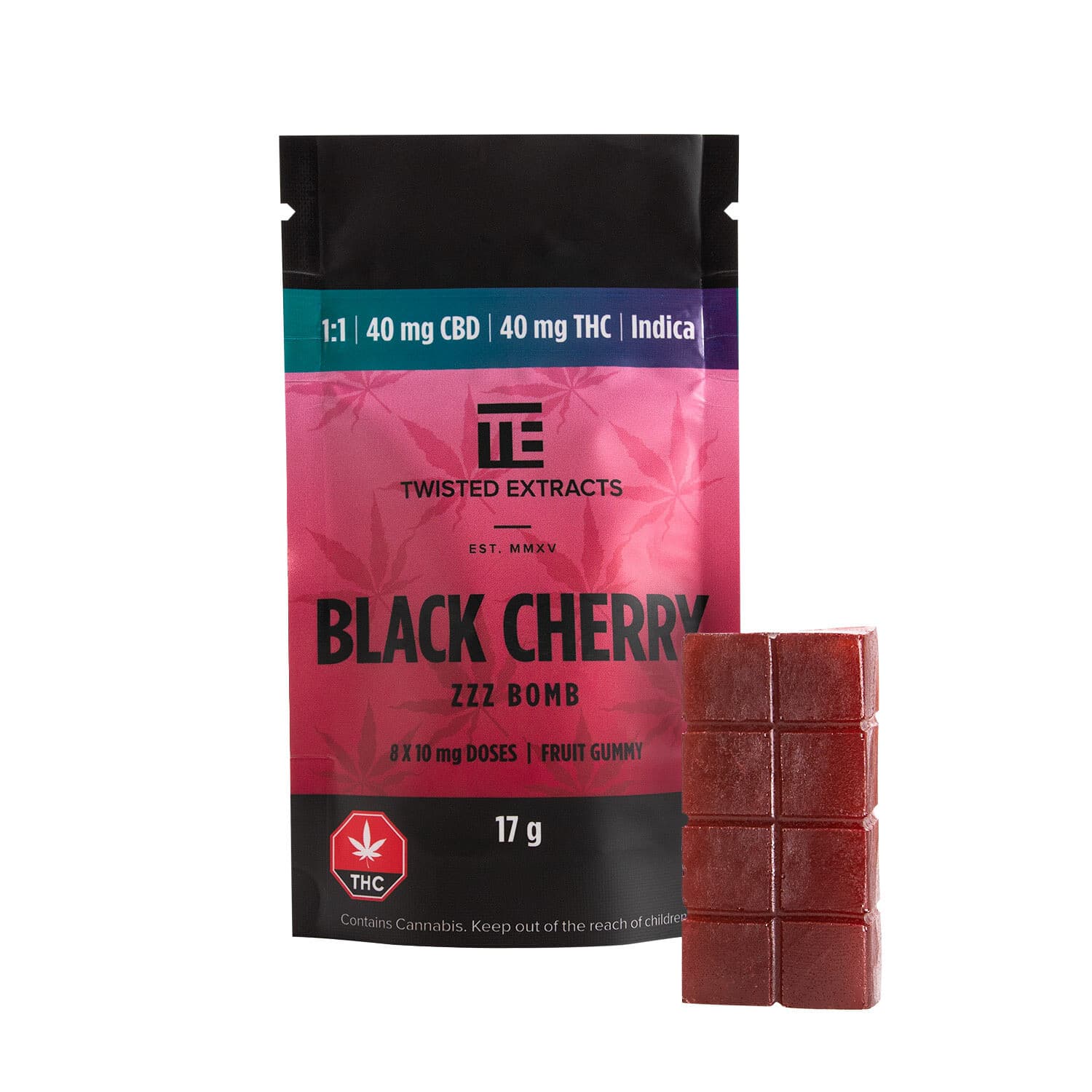 Black Cherry 1:1 Indica Zzz Bomb (40mg THC + 40mg CBD) by Twisted Extracts