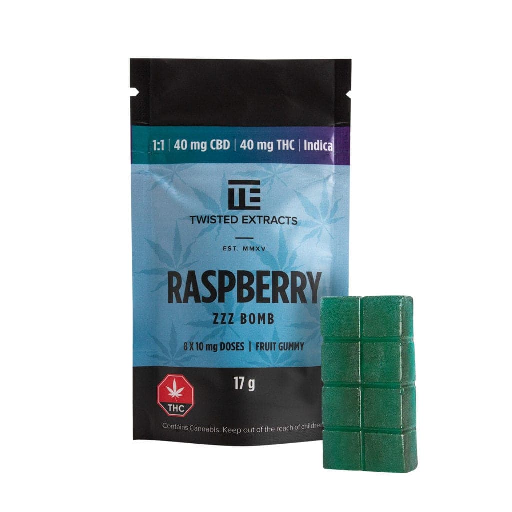 Blue Raspberry 1:1 Indica Zzz Bomb (40mg THC + 40mg CBD) by Twisted Extracts