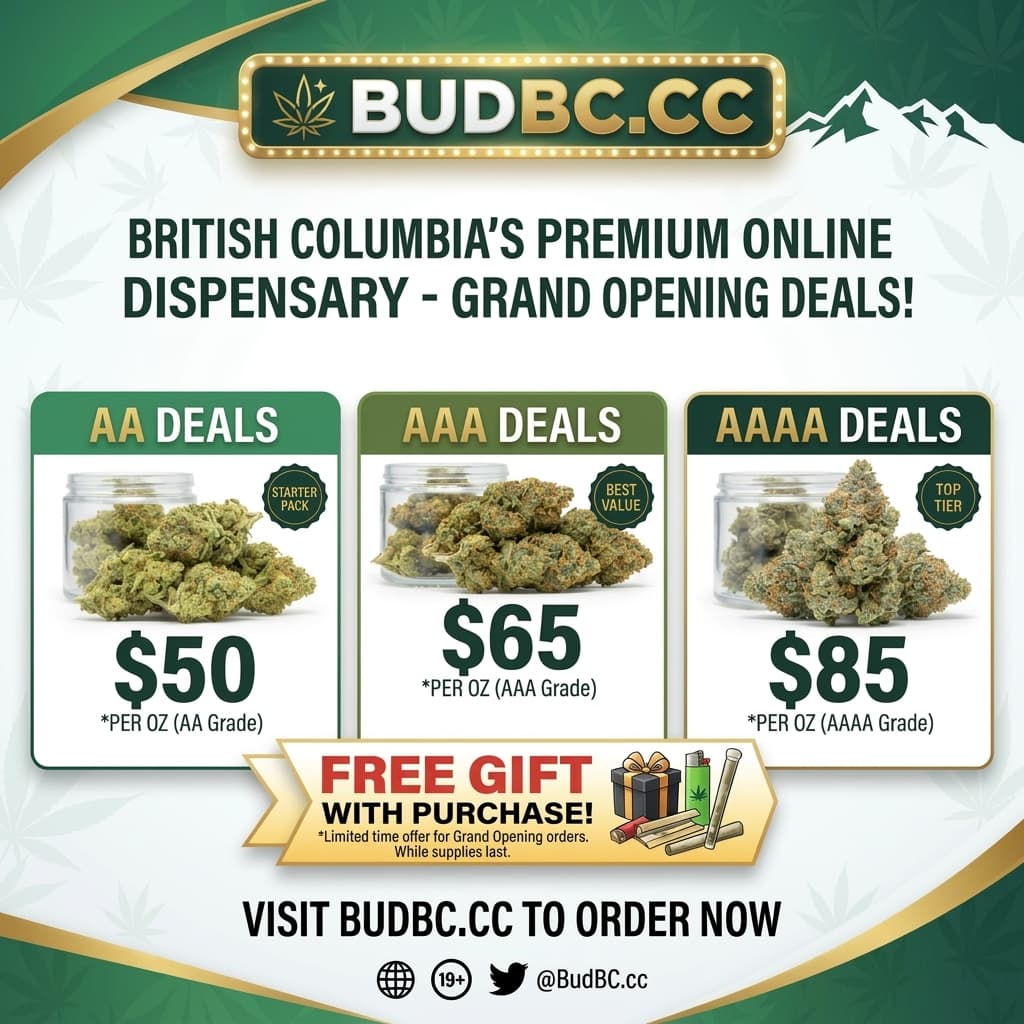 Top Shelf BUDBC — craft cannabis flower and shatter with per-ounce pricing.