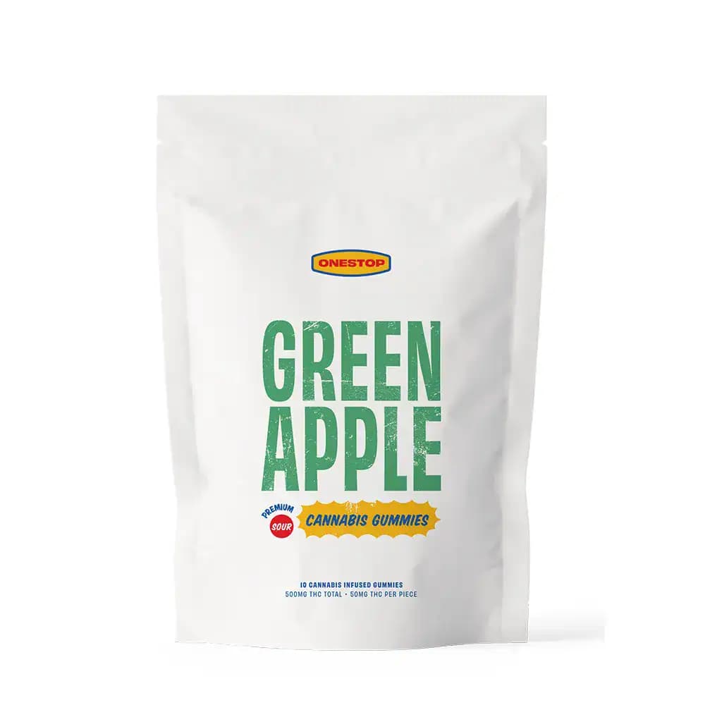 Sour Green Apple Gummies 500mg THC – ONESTOP Edibles
