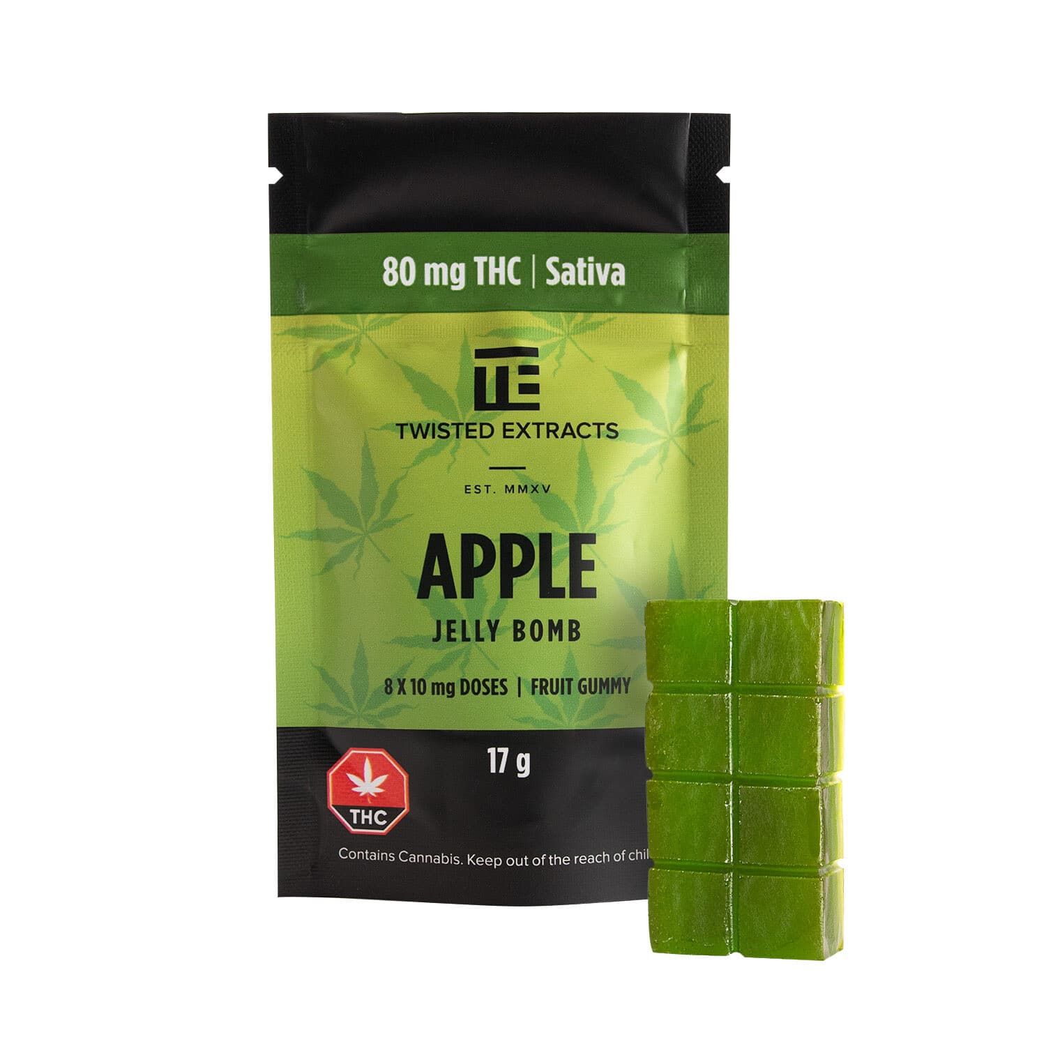 Apple Sativa Jelly Bomb (80mg THC) by Twisted Extracts