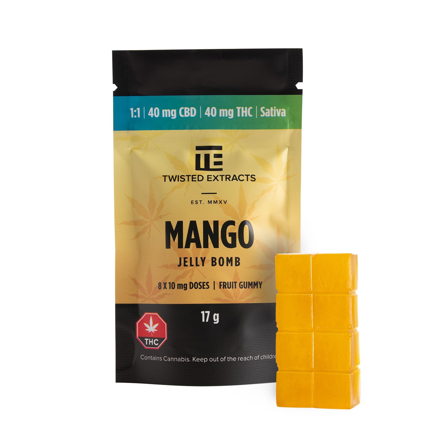 Mango 1:1 Sativa Jelly Bomb (40mg THC + 40mg CBD) by Twisted Extracts