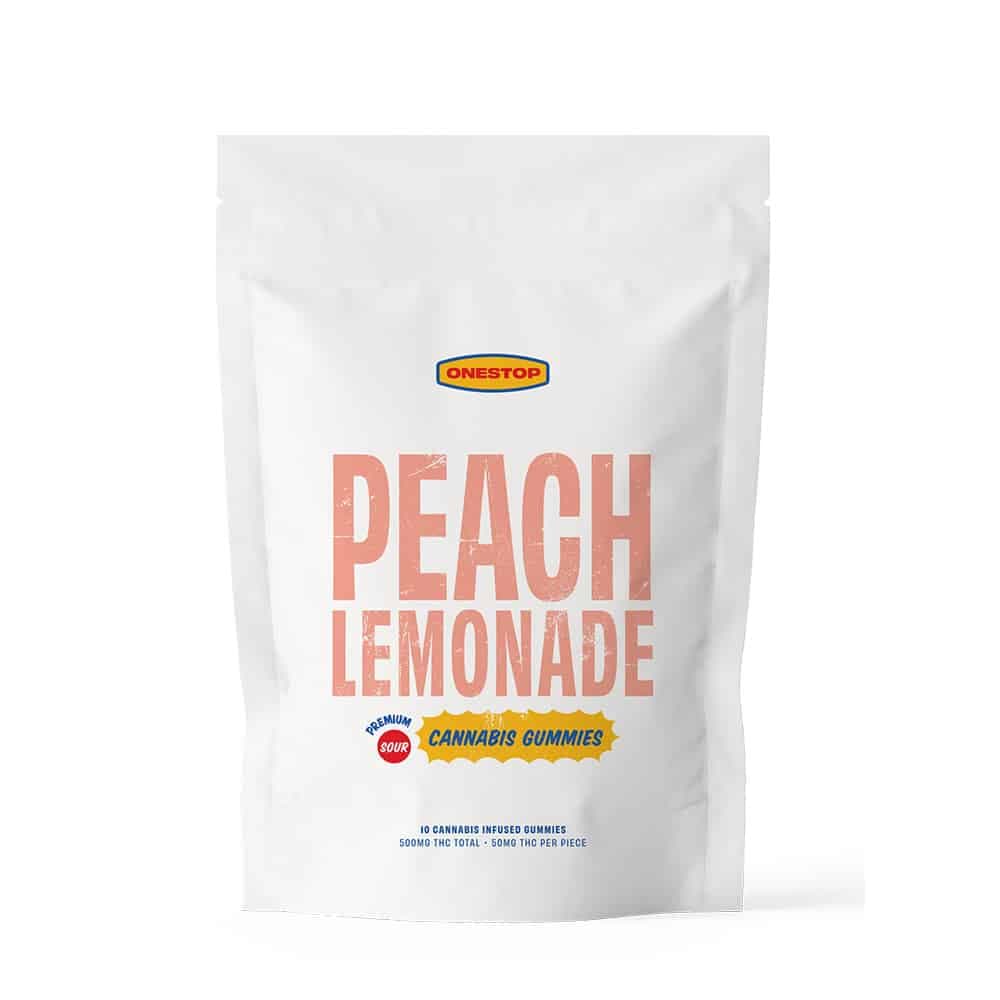 Sour Peach Lemonade Gummies 500mg THC – ONESTOP Edibles